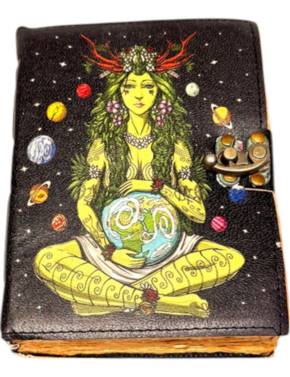 Antique Handmade : Gaia Greek Goddess Print Leather Diary : 13X18 cms