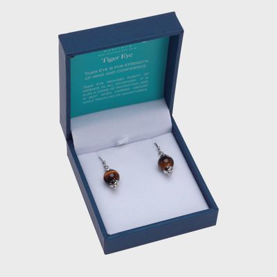 TIGER EYE 10MM BEAD DROP EARRING