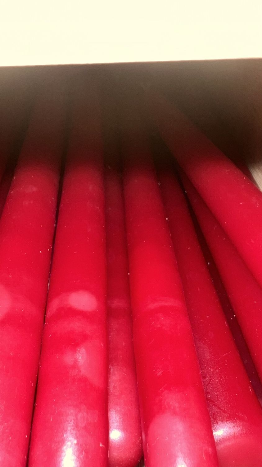 9 hour taper unscented candle, Colour: Red