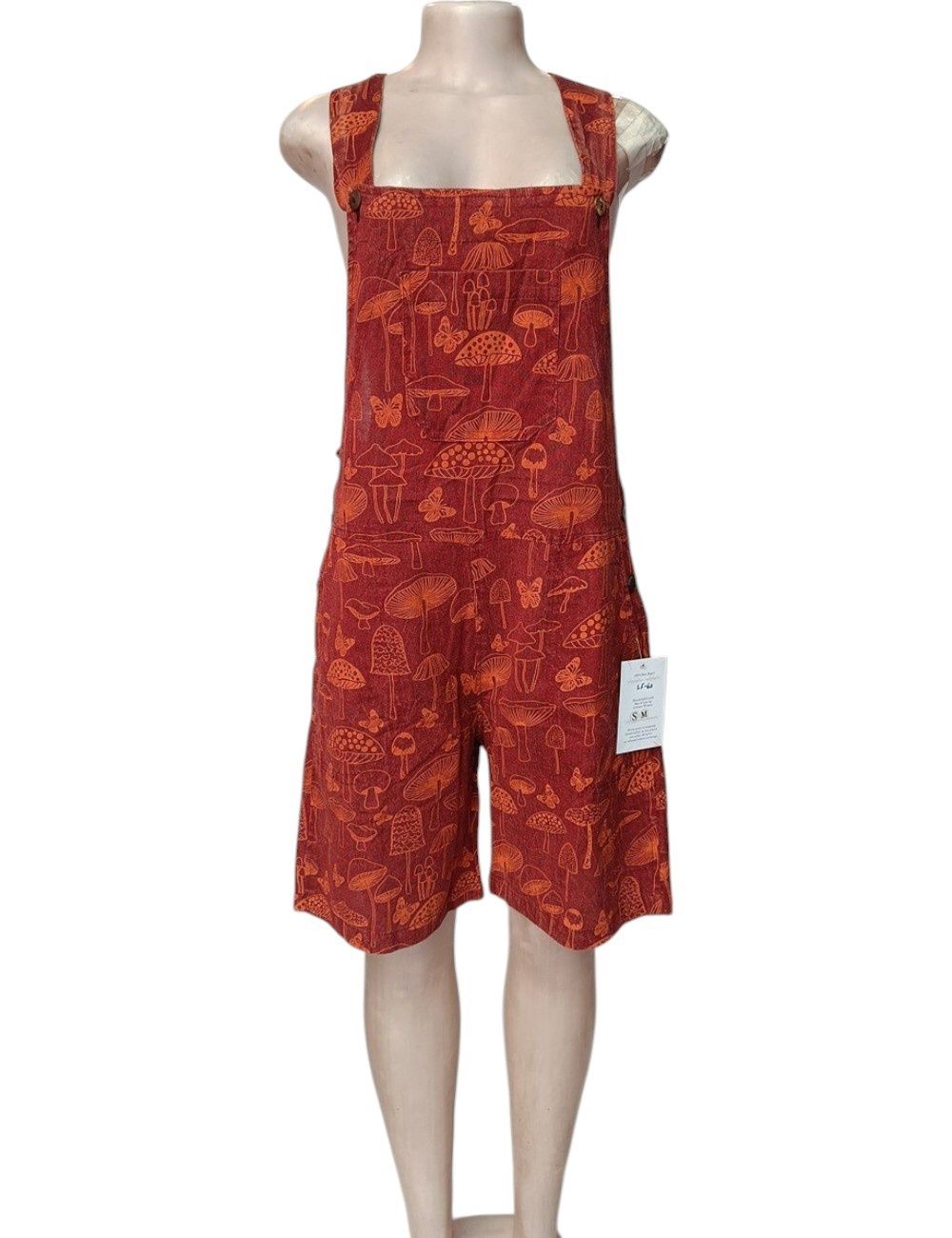 Gheri Tie Dye Knee Length Dungarees, Colour: Red coral, Size: S/M