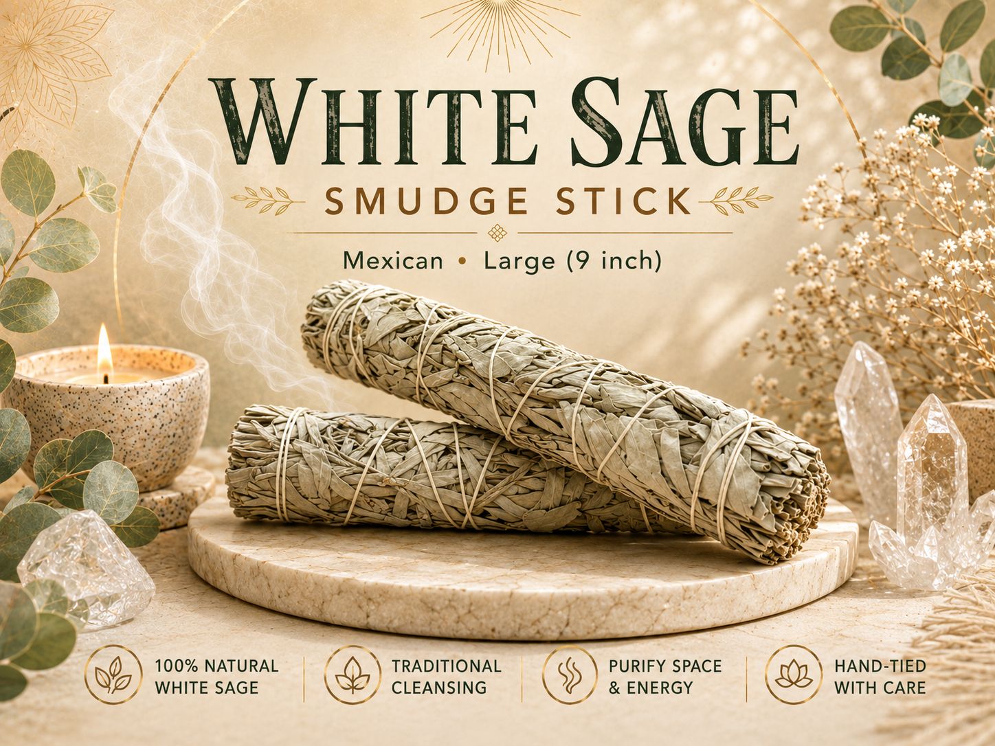 White Sage Smudge Stick (Mexican) - Large (9 inch)