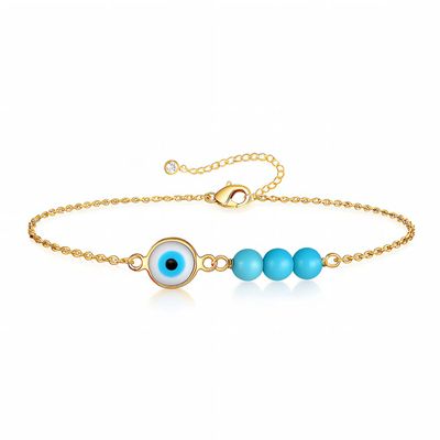 Evil Eye Charm Bracelet – 18K Gold Plated Stainless Steel