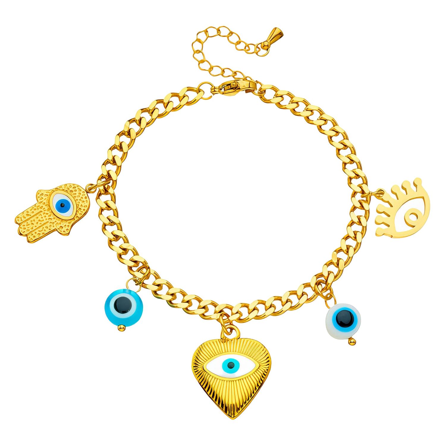 Multi Evil Eye Bracelet – 18K Gold Plated Stainless Steel