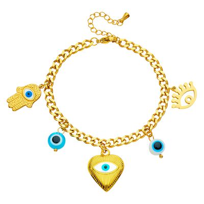 Multi Evil Eye Bracelet – 18K Gold Plated Stainless Steel