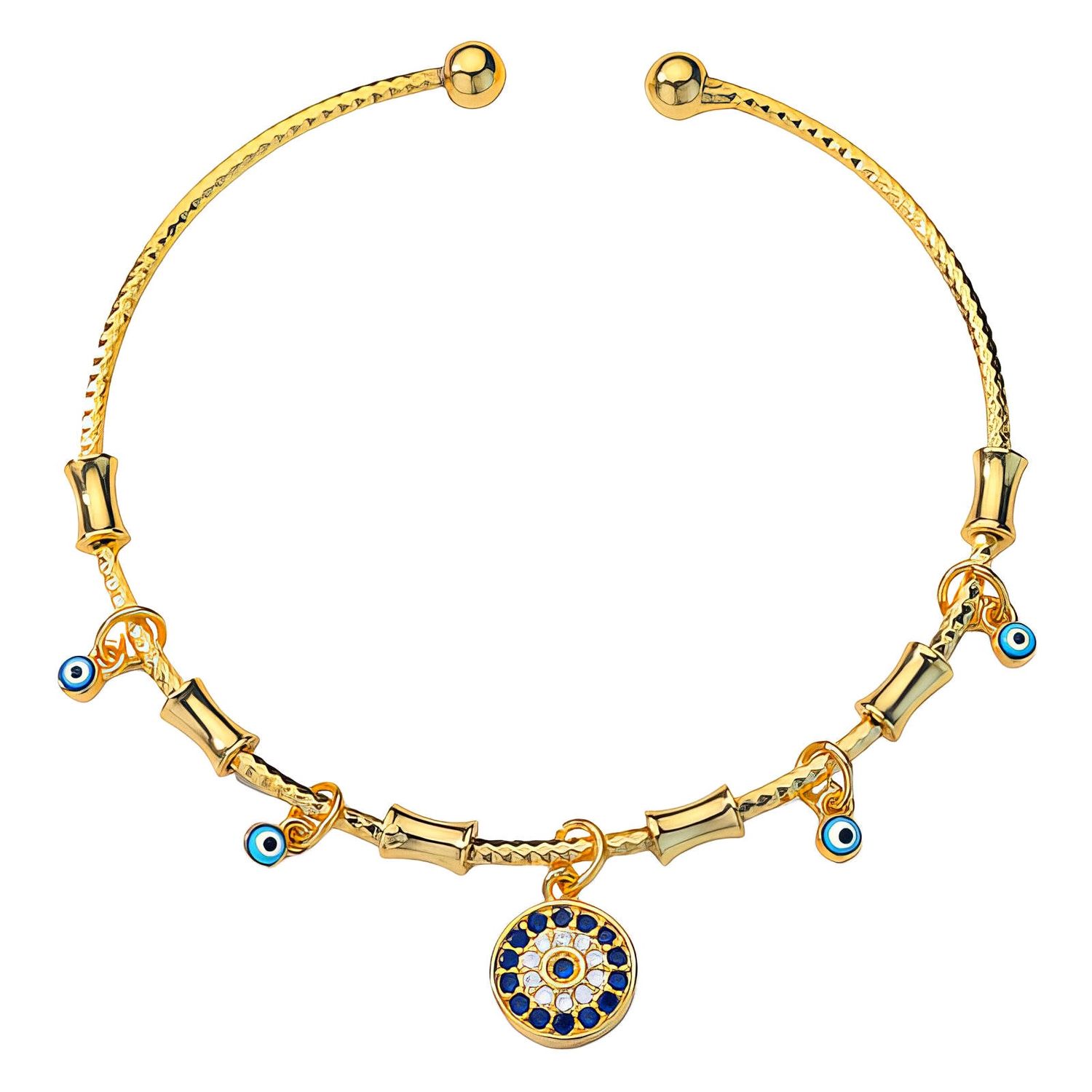 Double Evil Eye Bracelet – 18K Gold Plated Stainless Steel