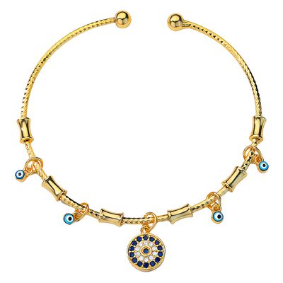 Double Evil Eye Bracelet – 18K Gold Plated Stainless Steel