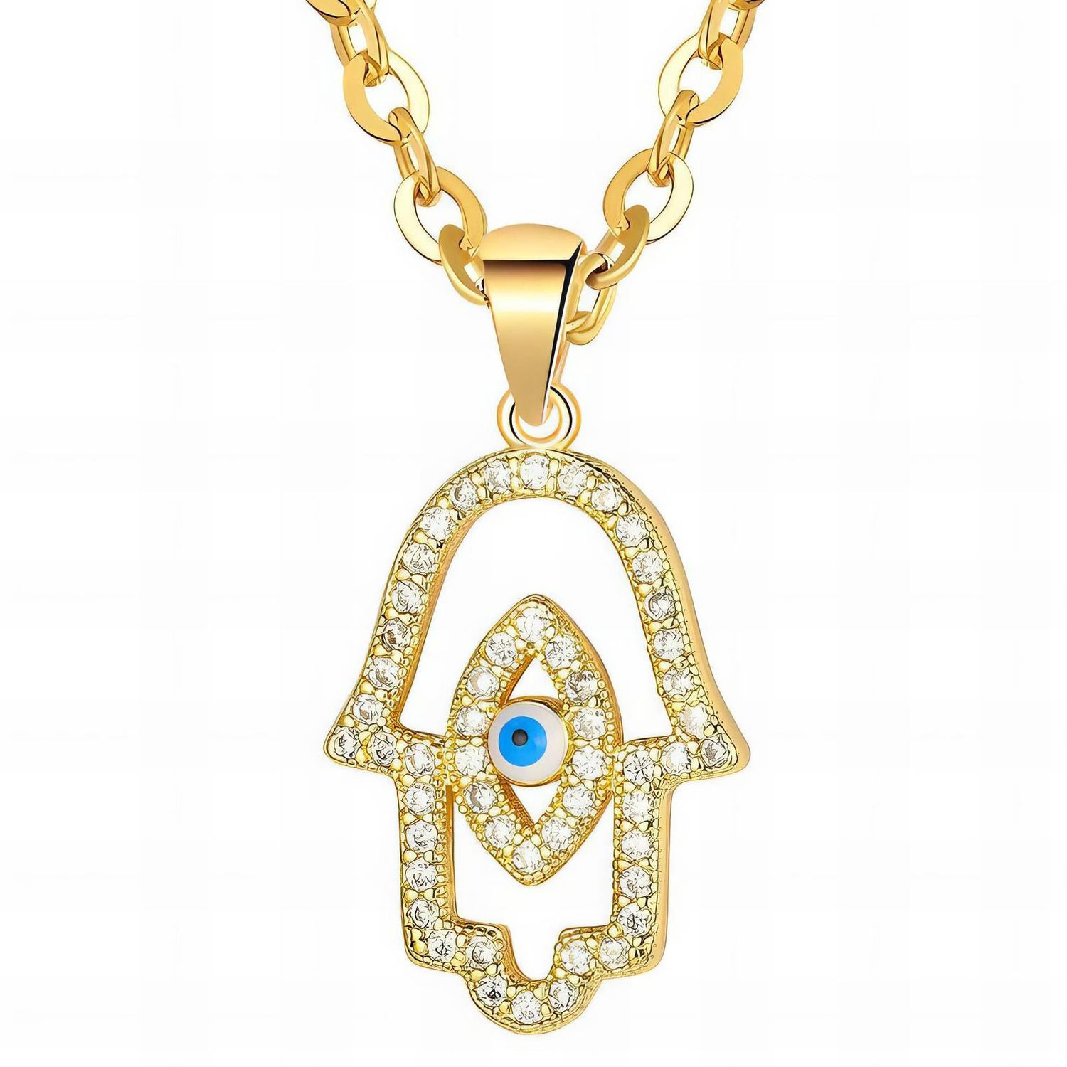 Evil Eye Chain Necklace – 18K Gold Plated Stainless Steel