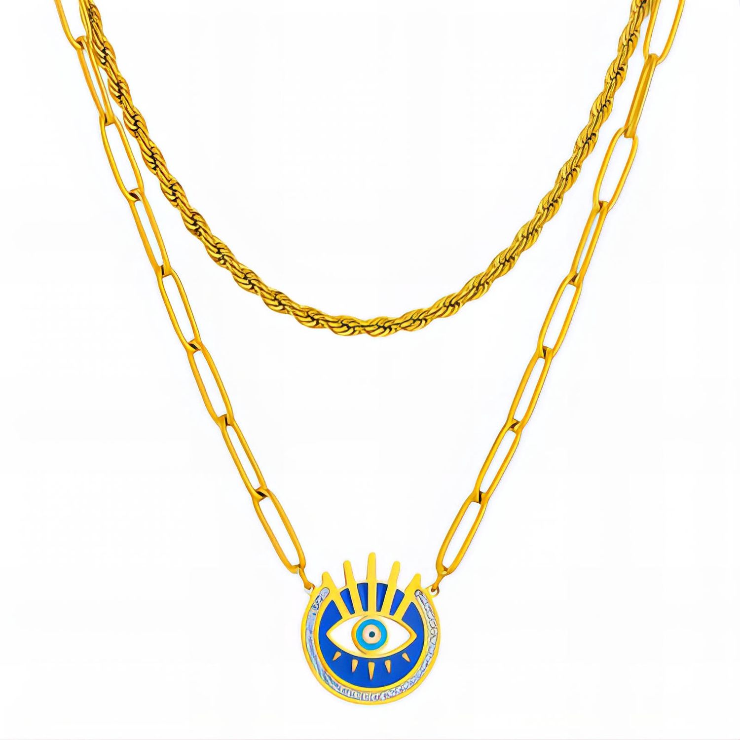 Classic Evil Eye Necklace – 18K Gold Plated Stainless Steel