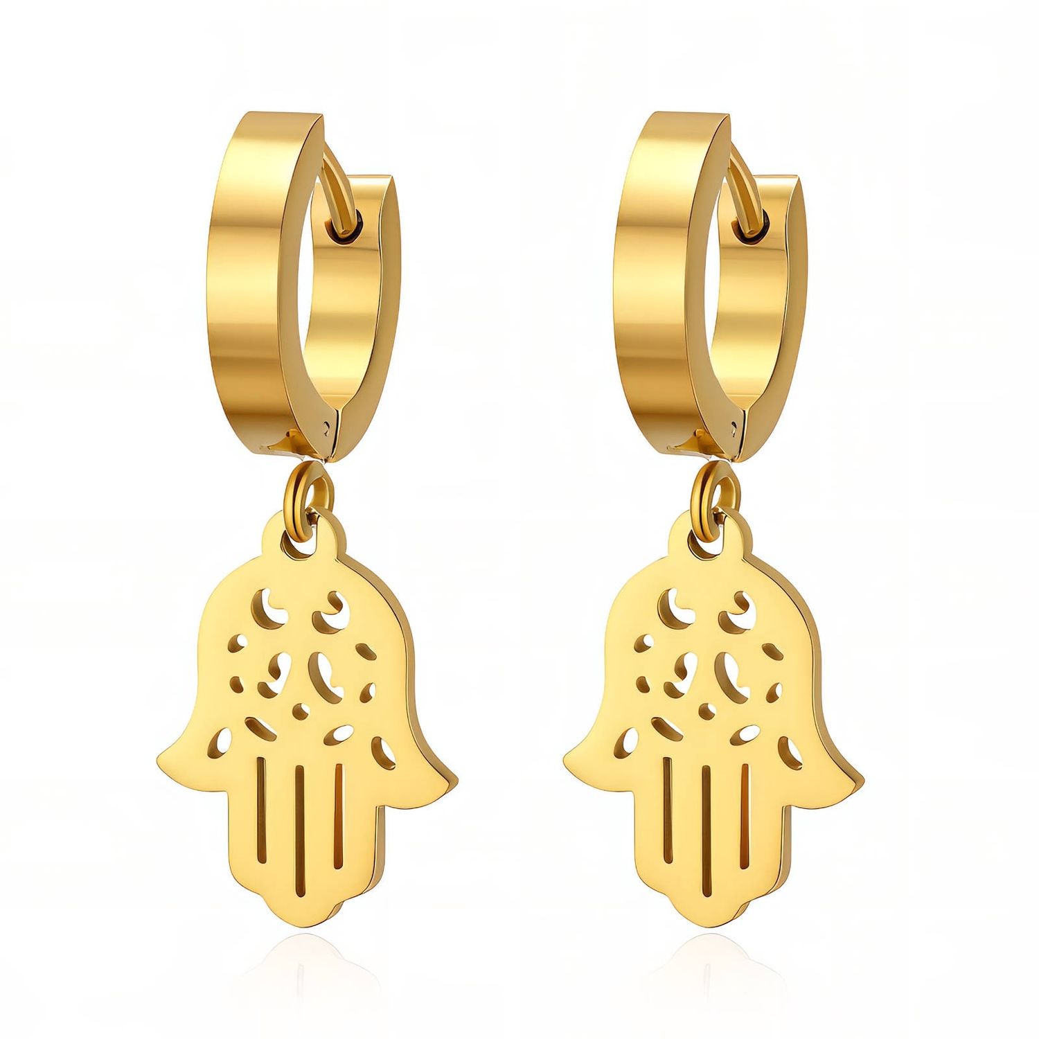 Earrings, 18K Gold Plated Steel