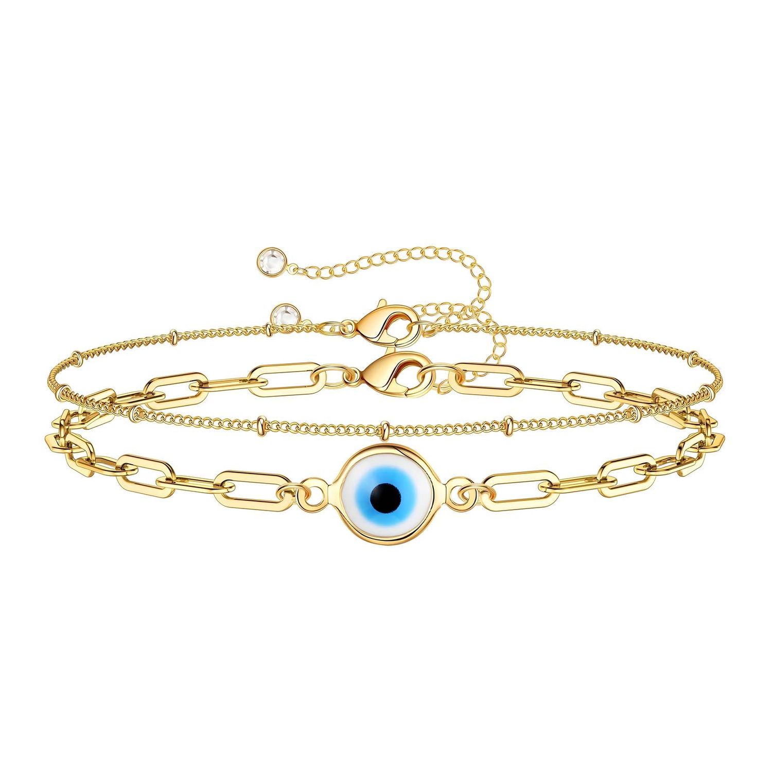 Evil Eye Beaded Bracelet – 18K Gold Plated Stainless Steel