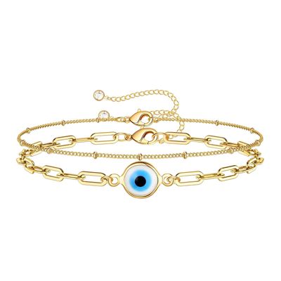 Evil Eye Beaded Bracelet – 18K Gold Plated Stainless Steel