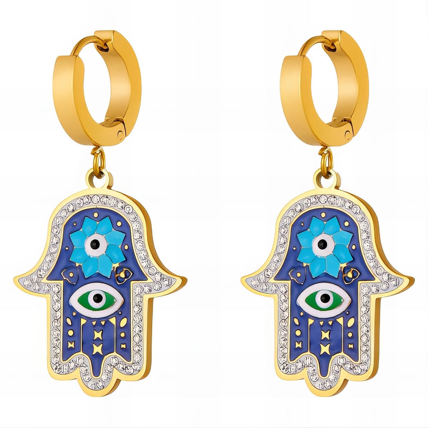 Evil Eye Drop Earrings – 18K Gold Plated Stainless Steel