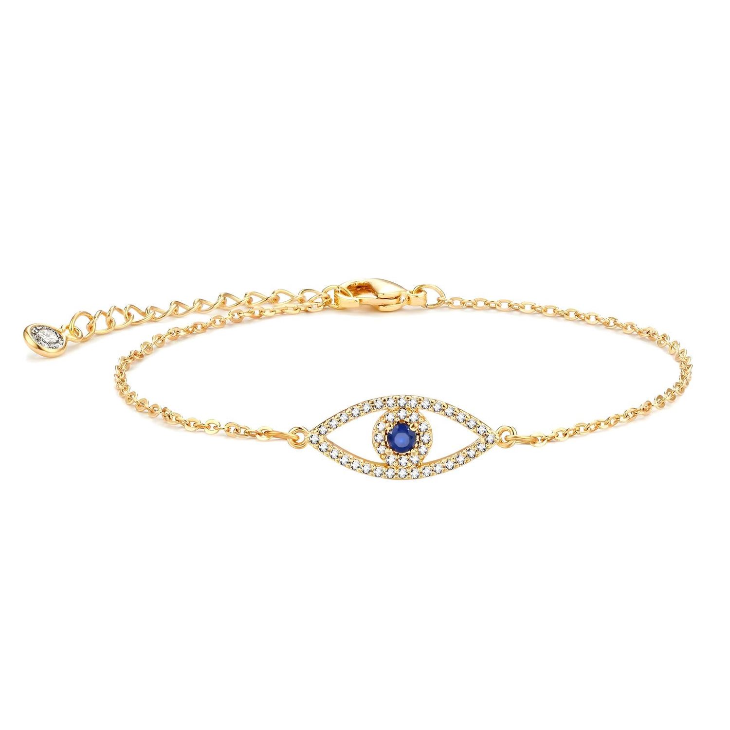 Evil Eye Adjustable Bracelet – 18K Gold Plated Stainless Steel