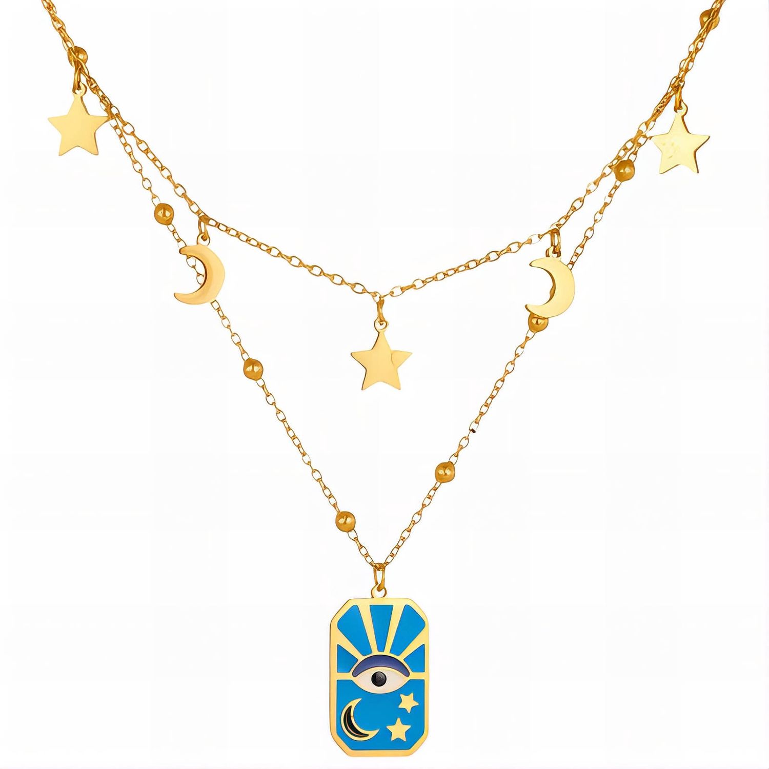 Minimal Evil Eye Necklace – 18K Gold Plated Stainless Steel