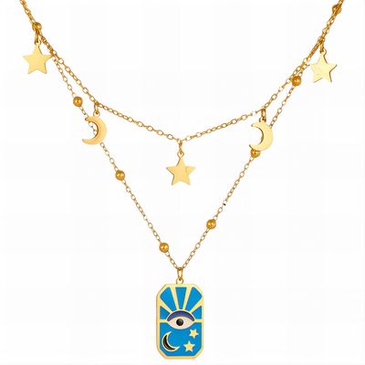 Minimal Evil Eye Necklace – 18K Gold Plated Stainless Steel