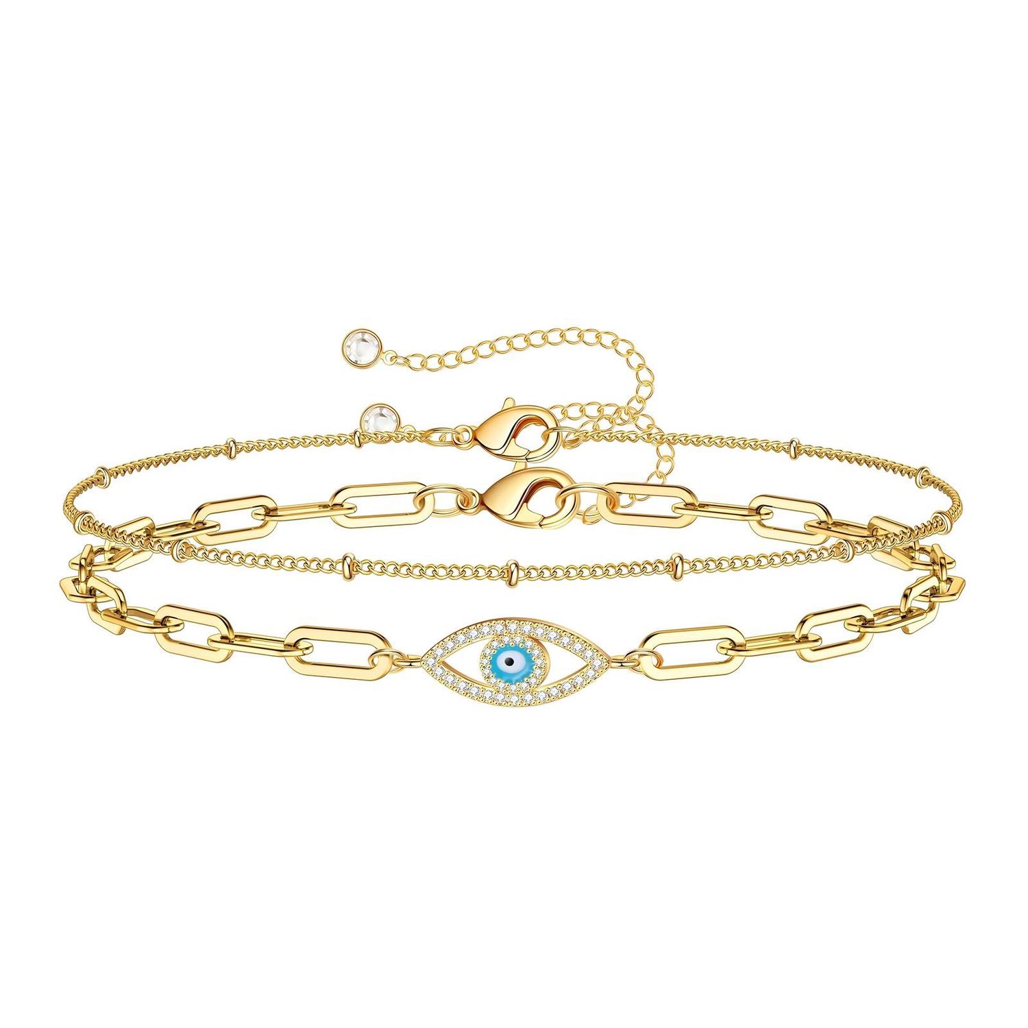 Evil Eye Chain Bracelet – 18K Gold Plated Stainless Steel