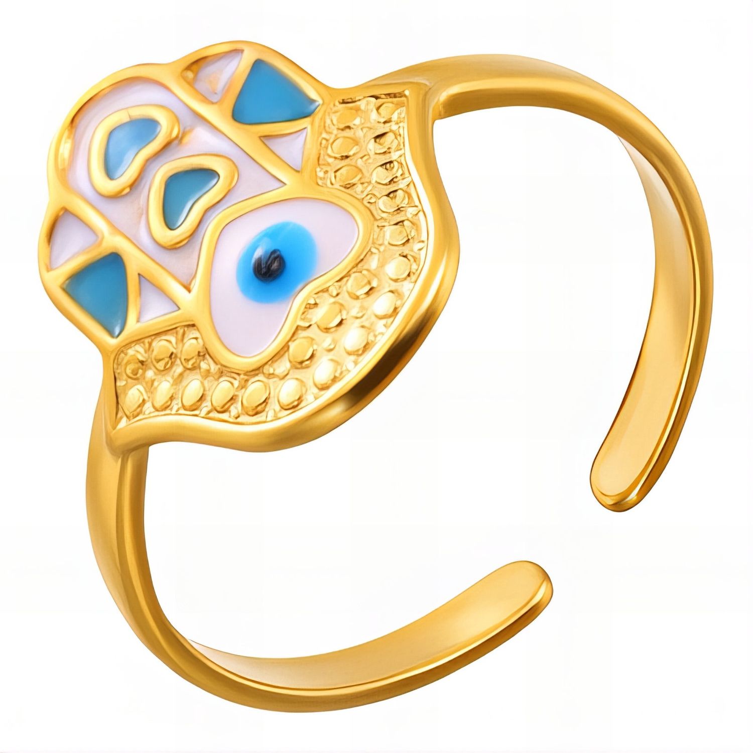 Evil Eye Adjustable Ring – 18K Gold Plated Stainless Steel