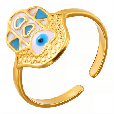 Evil Eye Adjustable Ring – 18K Gold Plated Stainless Steel