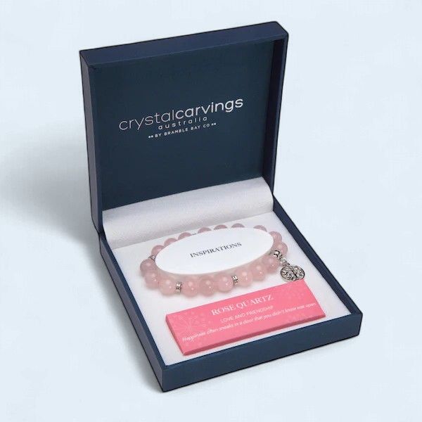 Rose Quartz Tree of Life Inspiration Boxed Charm Bracelet