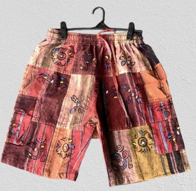 Hand painted patch thick cotton pants