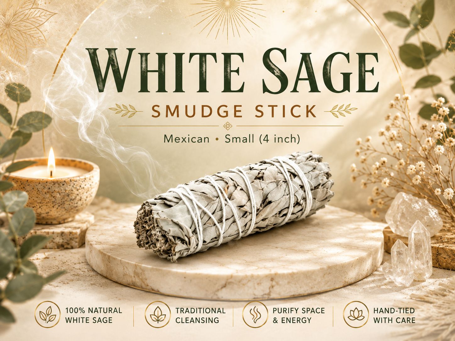 white sage smudge stick (Mexican) small (4 inch)
