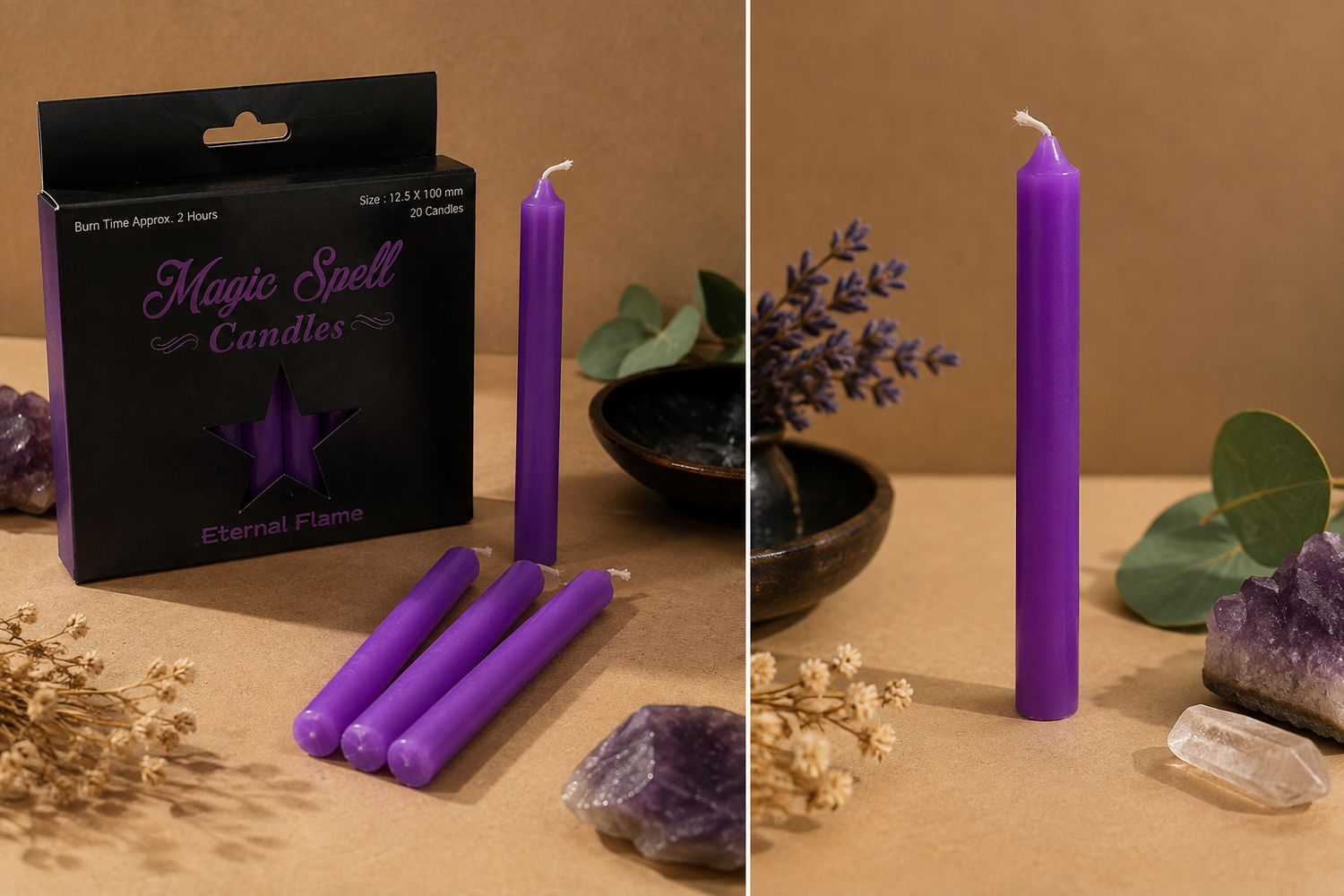 Eternal Flame Spell Candle 4" Purple (Pack of 20)