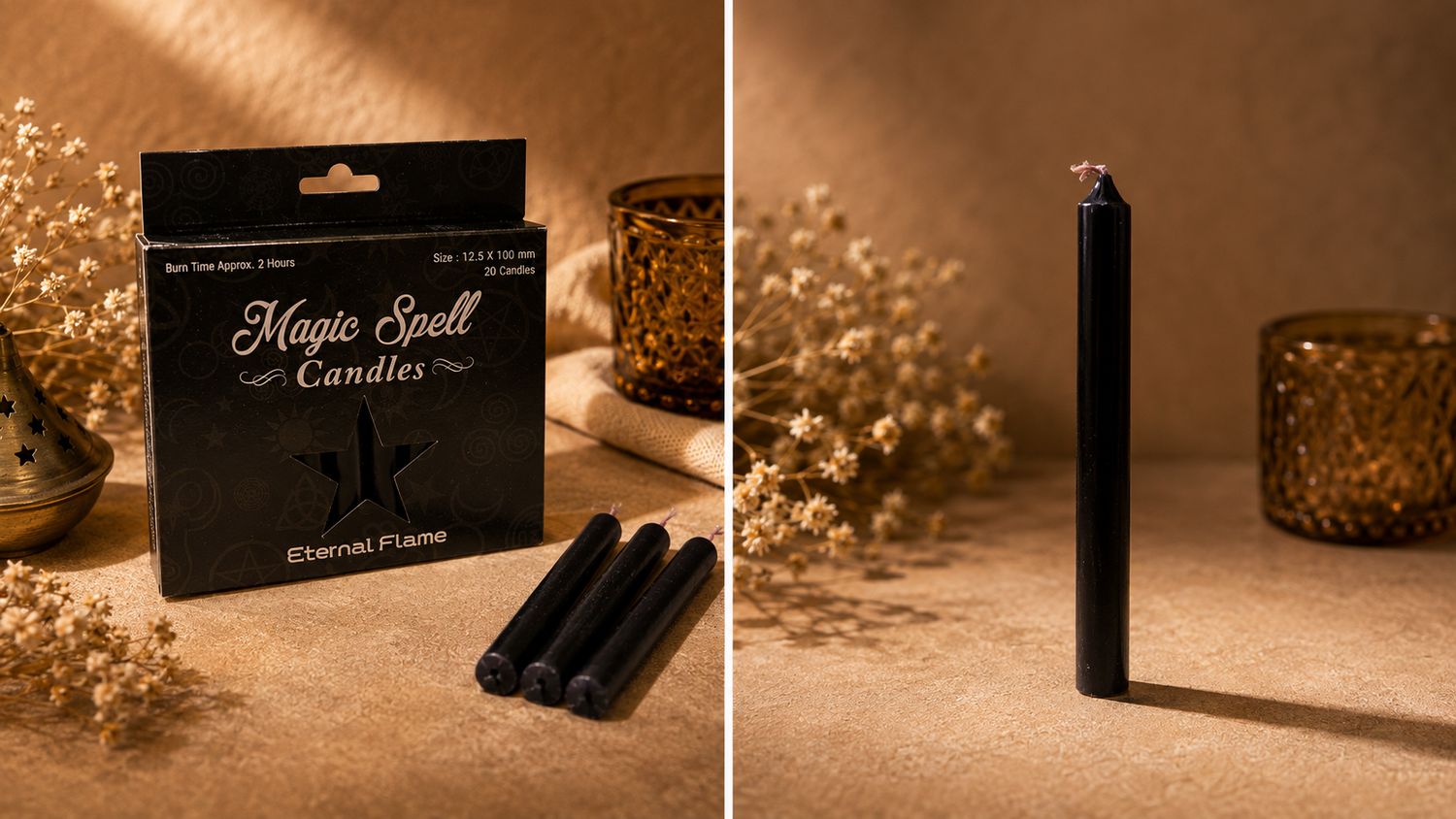 Eternal Flame Spell Candle 4" Black (Pack of 20)