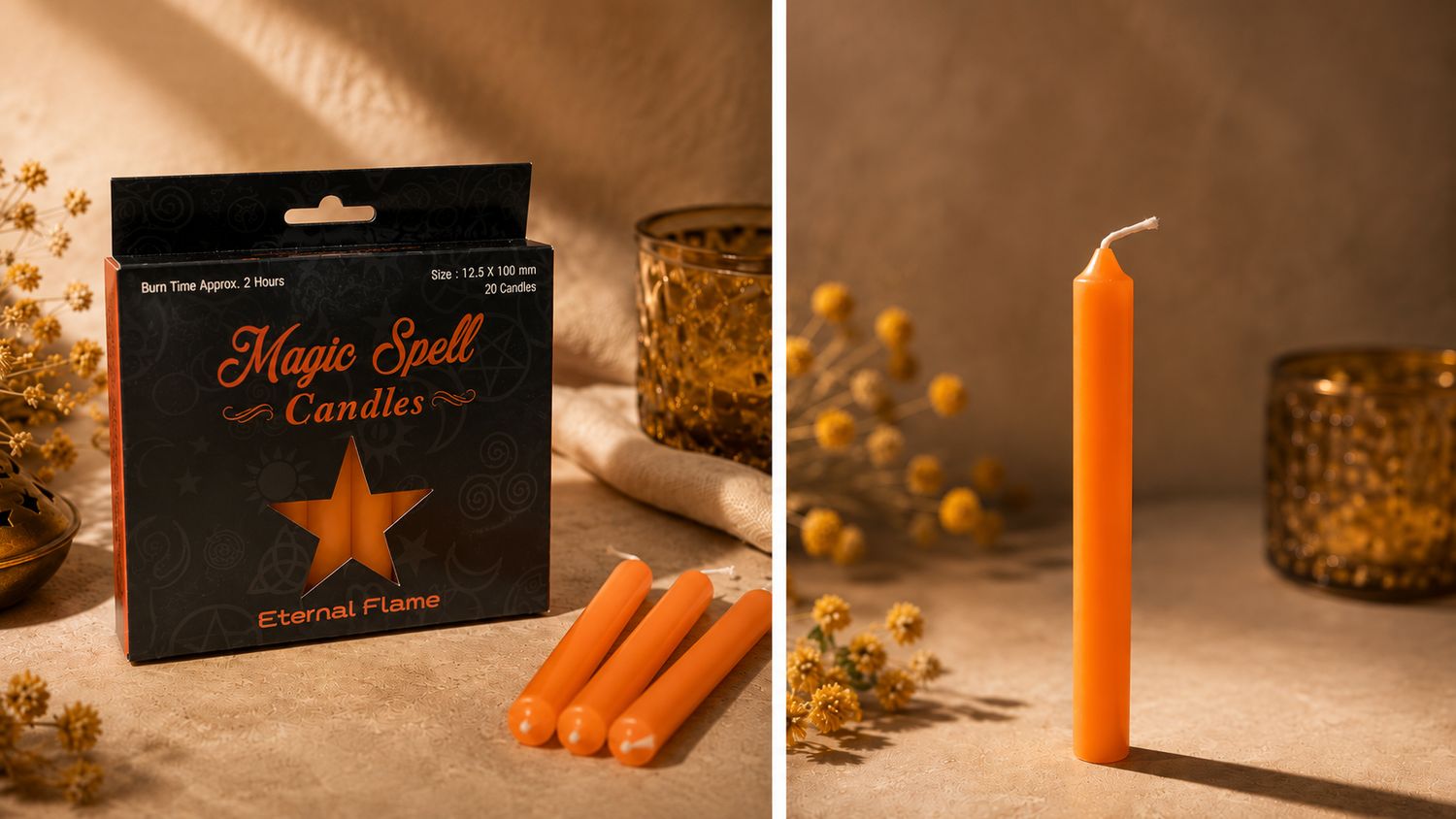 Eternal Flame Spell Candle 4" Orange (Pack of 20)