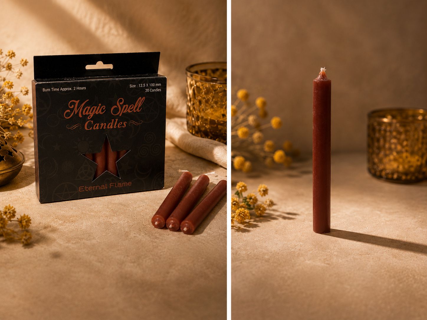 Eternal Flame Spell Candle 4" Brown (Pack of 20)