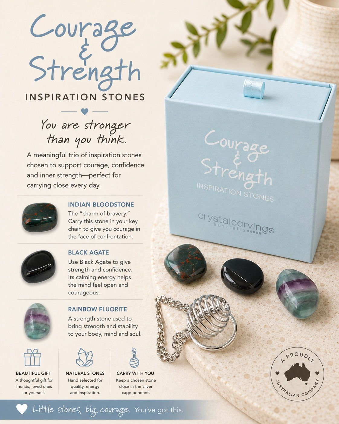Crystal Carvings Inspiration Stones – Courage &amp; Strength