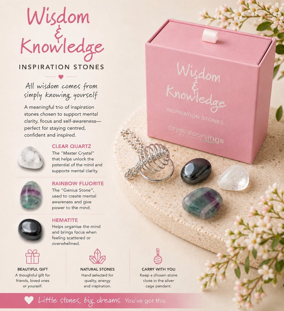 Crystal Carvings Inspiration Stones – Wisdom &amp; Knowledge