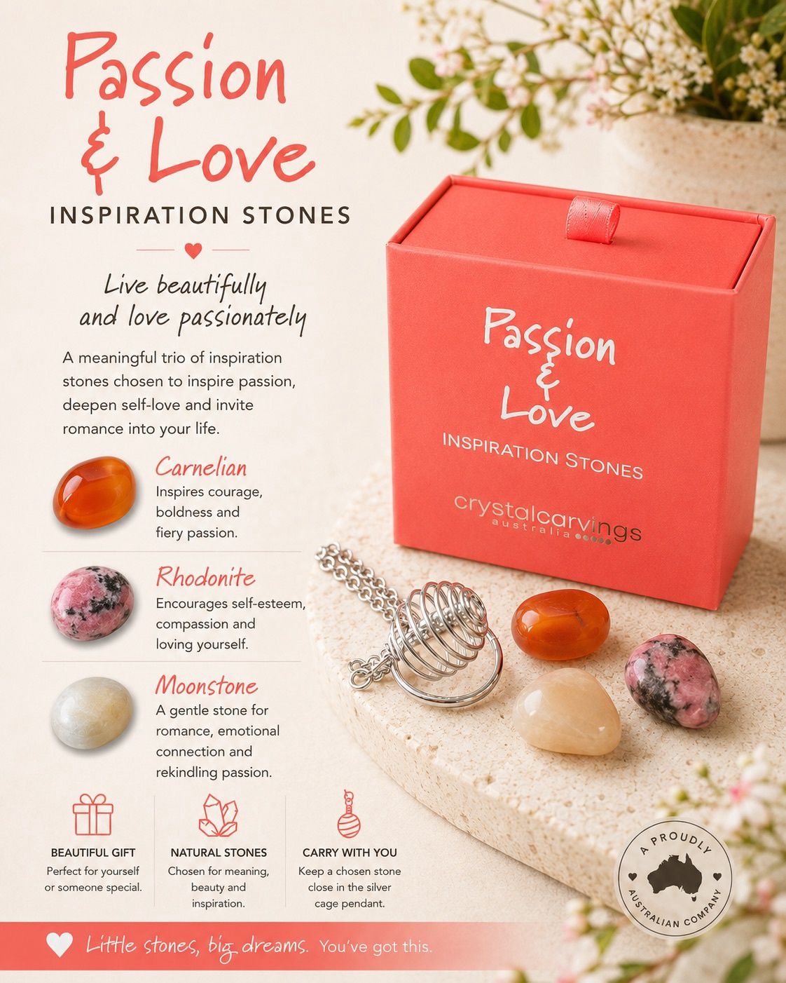 Crystal Carvings Inspiration Stones – Passion &amp; Love