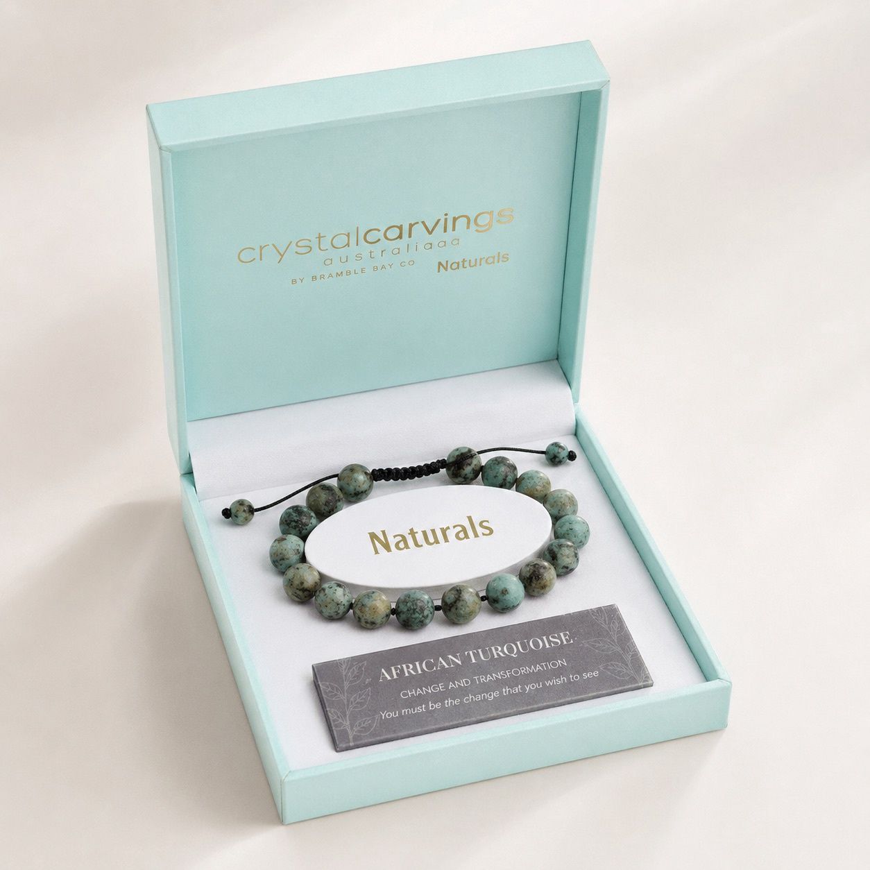 Crystal Carvings Australia Naturals Bracelet – African Turquoise Matte Finish