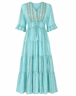 Embroidered adjustable Printed Boho Dress