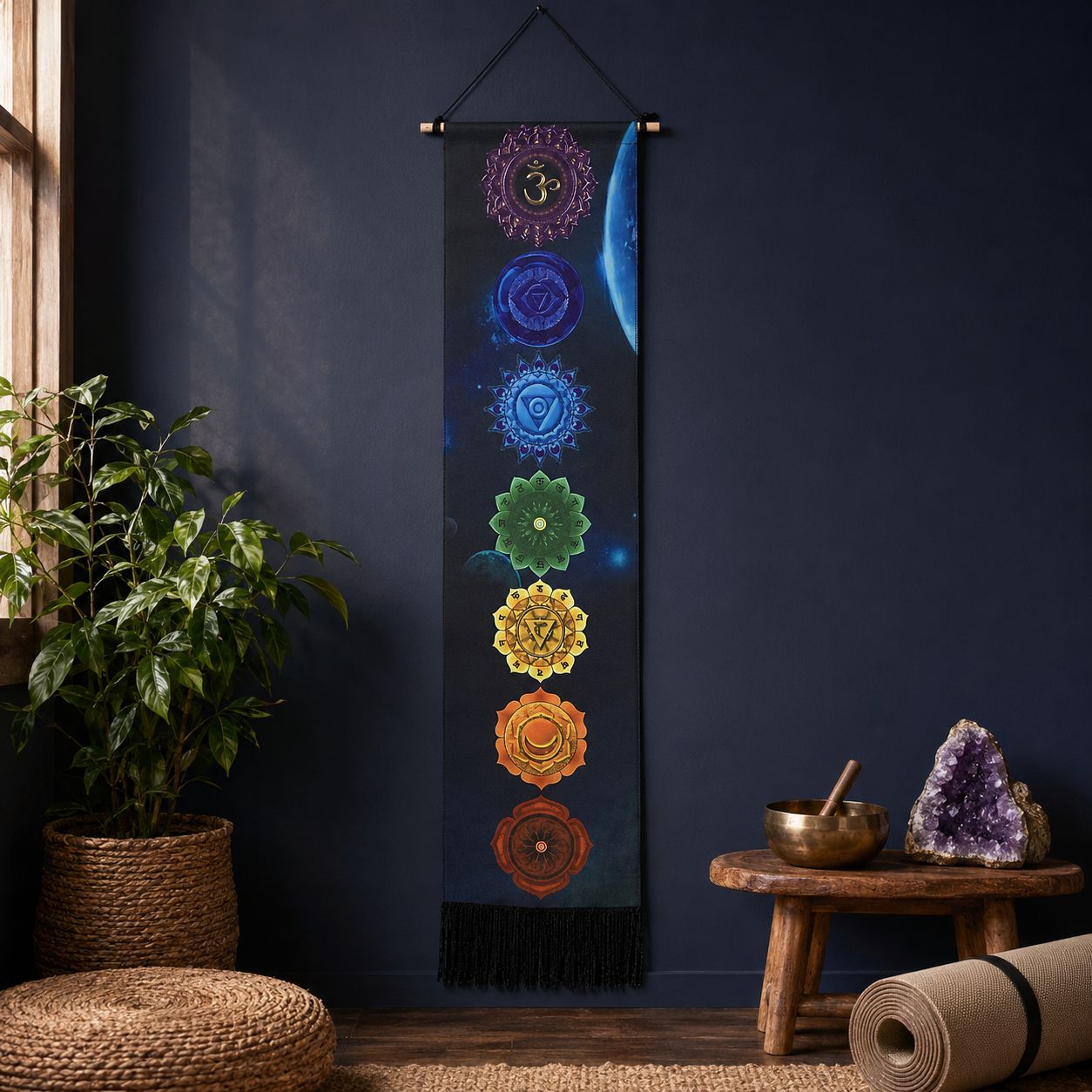 Boho Digital Print Banner – Moonlit Chakras