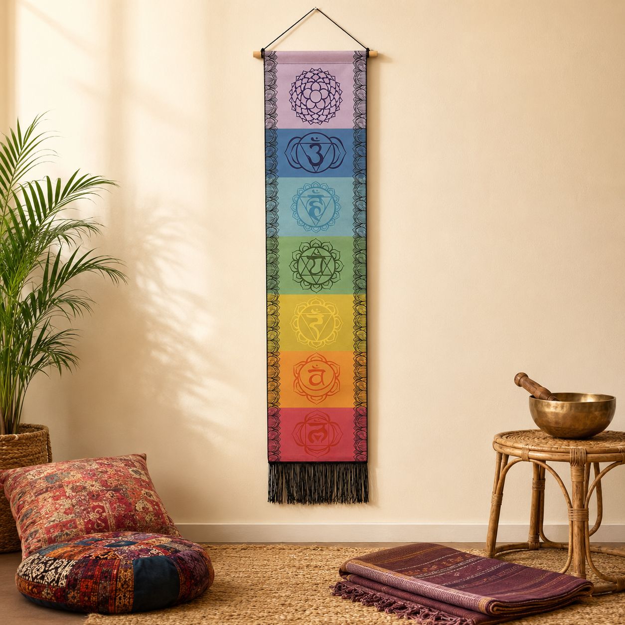 Boho Digital Print Banner – Rainbow Chakras