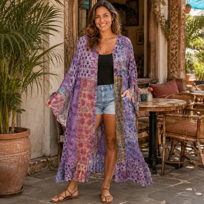 Long Floral Patch Kimono