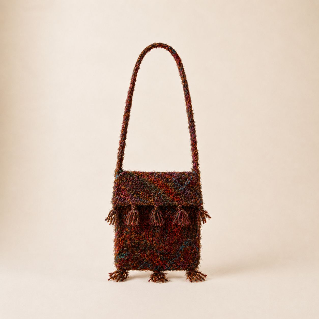 Reclaimed Silk Tassel Shoulder Bag – Small