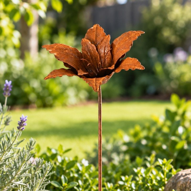 RUSTIC LILY BLOOM GARDEN STAKE