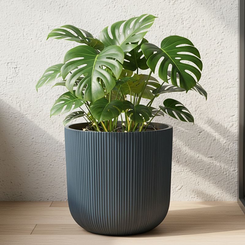 CHARCOAL BLUE RIBBED POT 26CM - XL