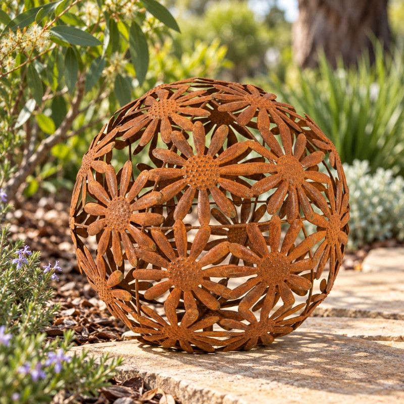 LARGE RUSTIC DAISY GARDEN BALL