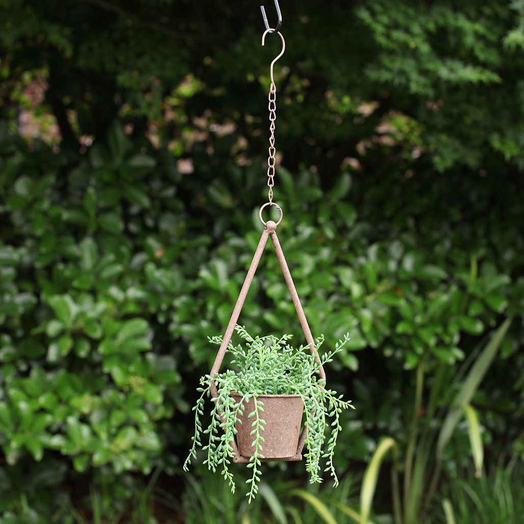 RUSTIC HANGING METAL PLANTER