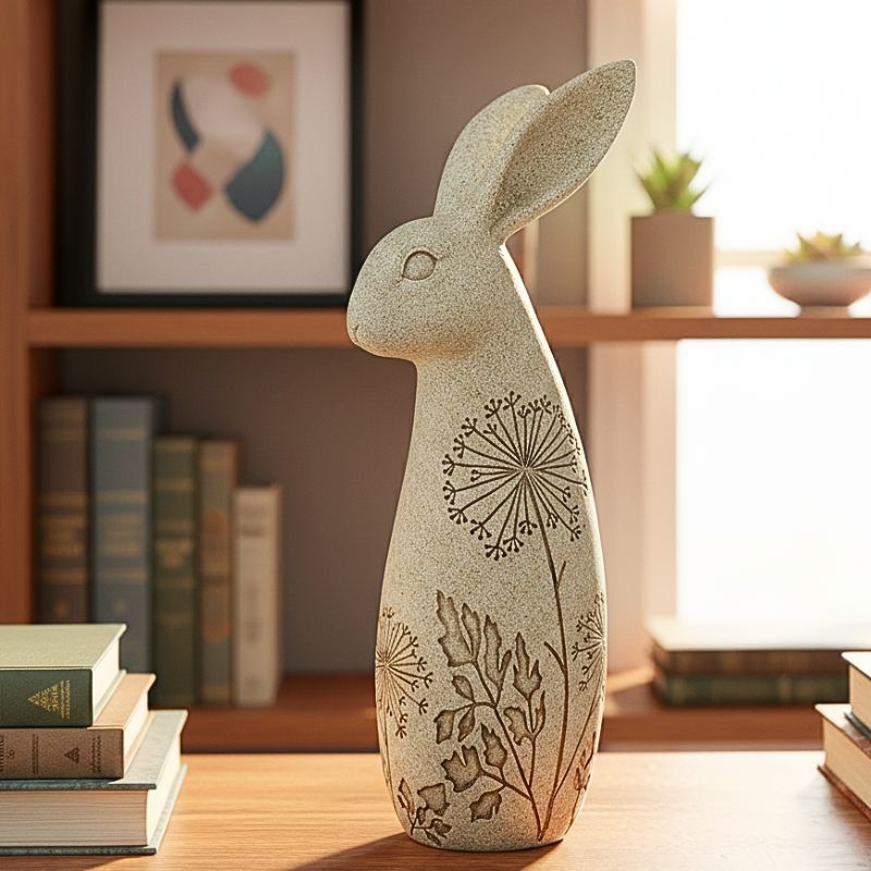 RESIN FLORAL RABBIT TALL