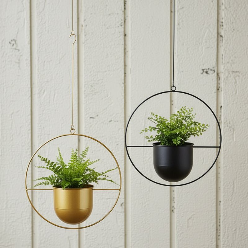 Metal Hanging Planter Round Assort