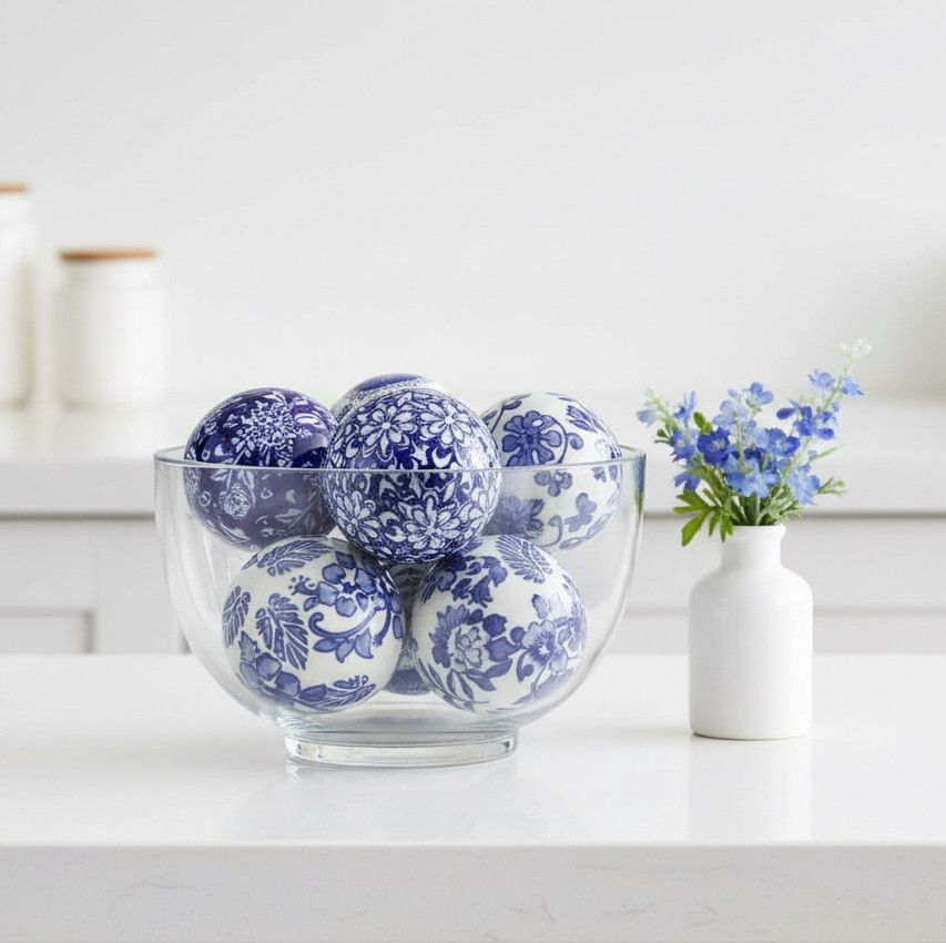 SET OF 6 x 7CM BALLS - BLUE COLLECTION