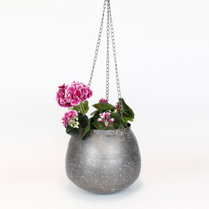 LARGE METAL HANGING POT