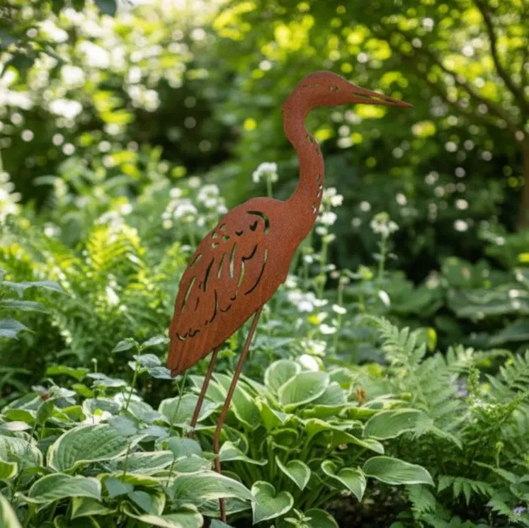 RUST HERON STAKE - 87cm