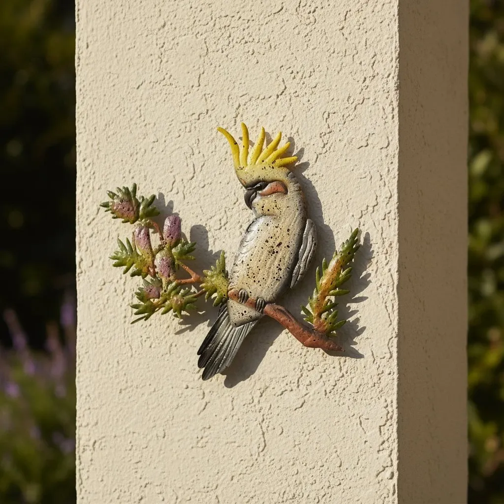 COLOURED COCKATOO WALL ART