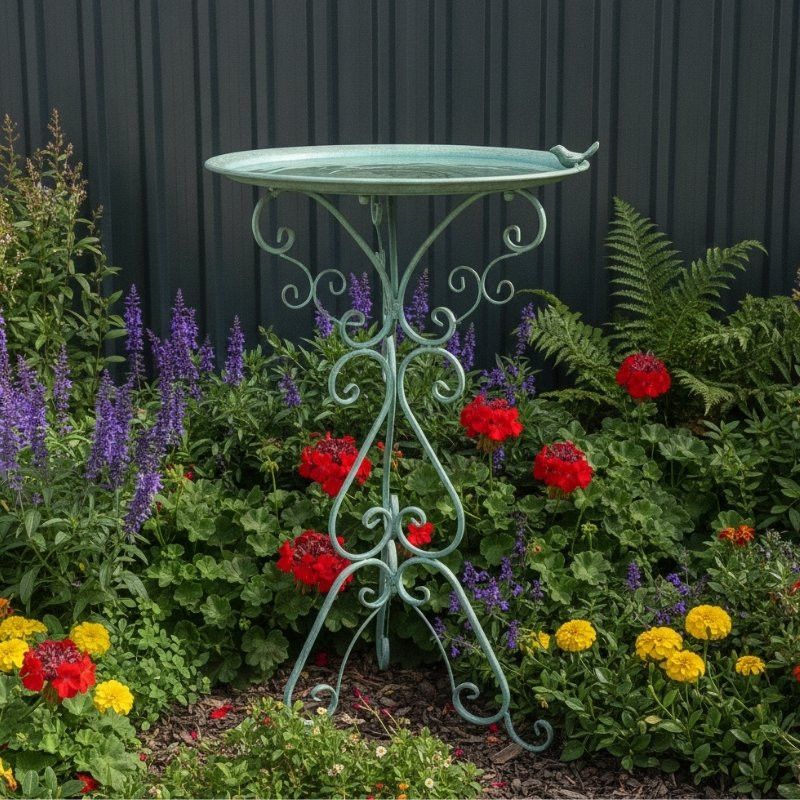 VINTAGE SCROLLWORK BIRD BATH STAND