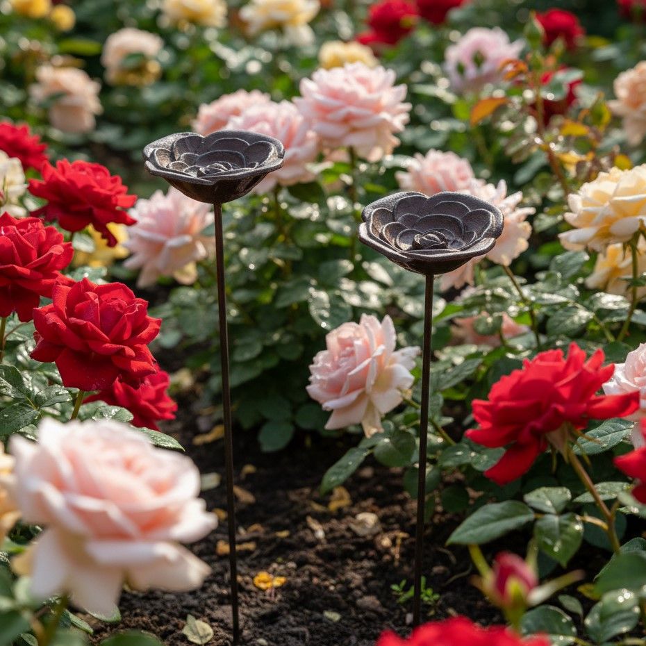 ROSE BIRD FEEDER STAKE